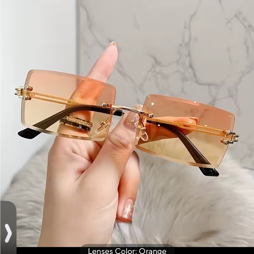 Stylish Orange Rimless Sunglasses 0344